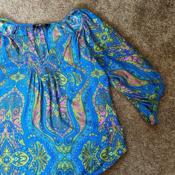 Alice & Trixie Printed Flowy Silk Blouse - Picture 4 of 6